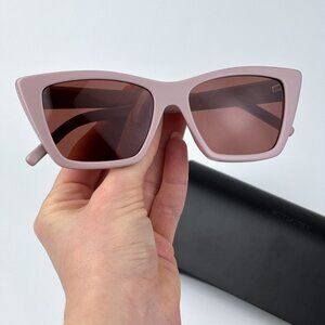 Saint Laurent Women BRAND NEW Sunglasses Nude Pink Brown Cat Eye SL 276 MICA 058
